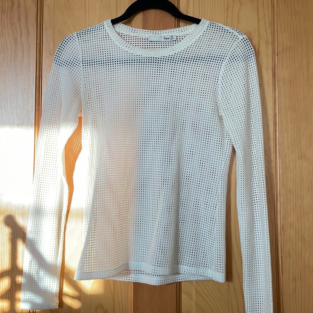 Aritzia Wilfred Free White Mesh Top XS